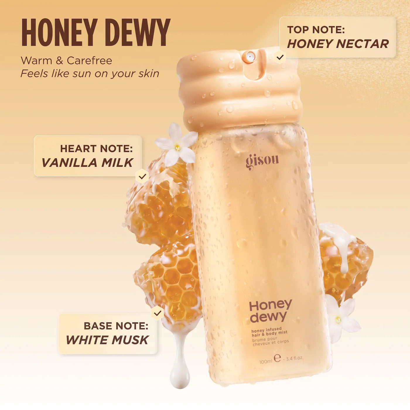 Gisou Honey Infused Hair & Body Mist Honey Dewy