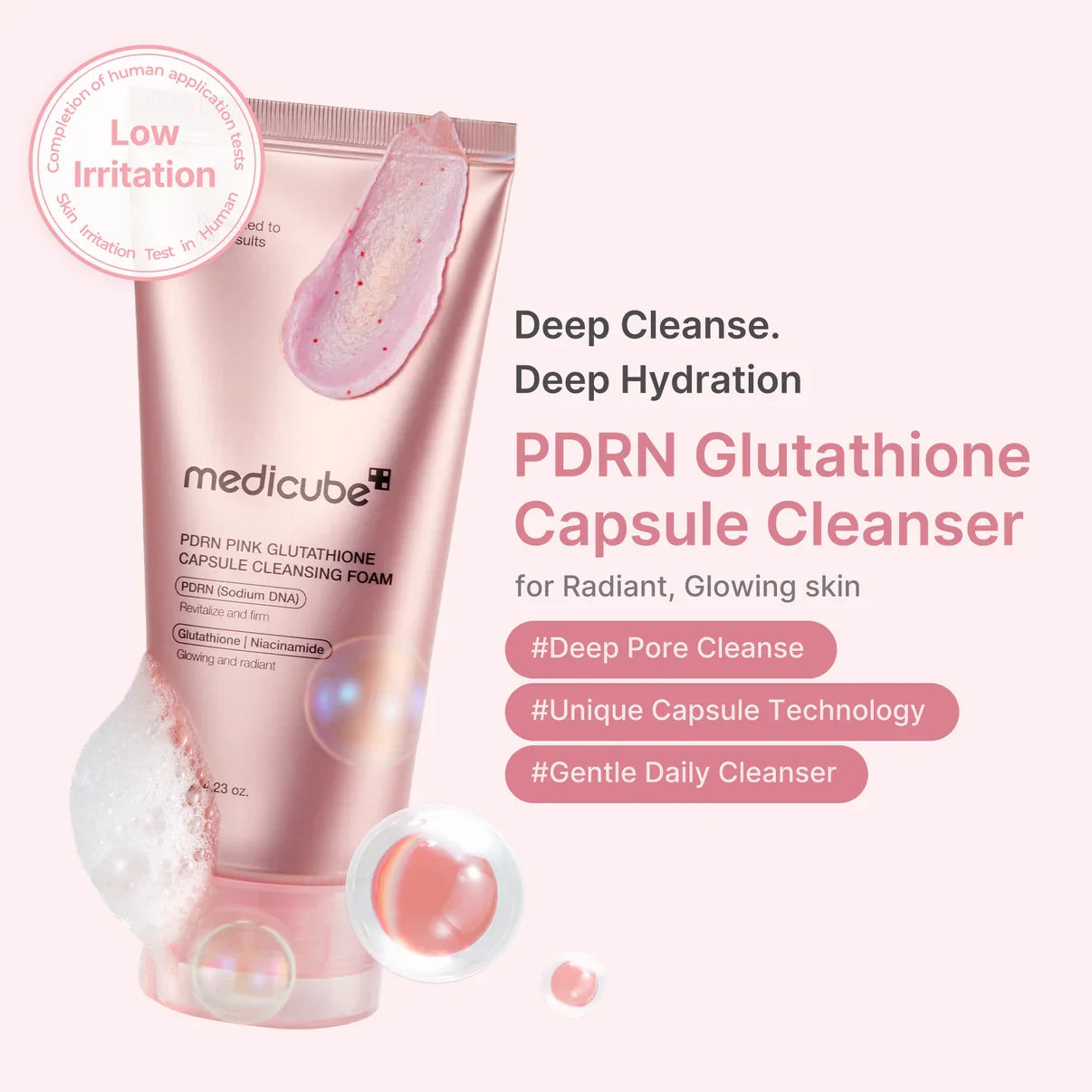 Medicube PDRN Pink Glutathione Capsule Foam Cleanser